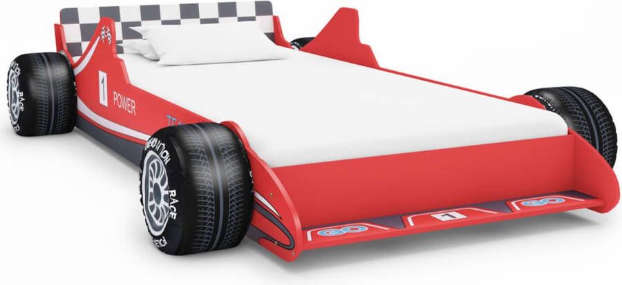 The Living Store Raceauto kinderbed rood 229x94.5x47 cm geschikt voor matras van 90x200 cm vanaf 4 jaar The