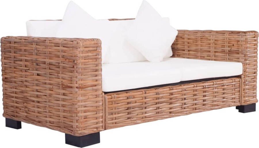 The Living Store Rattanbank tweezitsbank natuurlijk rattan 157x80x67 cm inclusief kussens