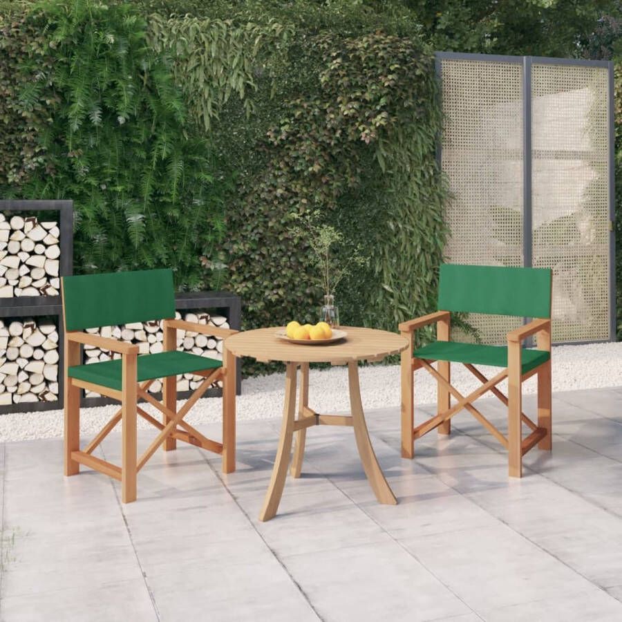 The Living Store Regisseursstoel Groen 57.5 x 54.5 x 85 cm Massief teakhout