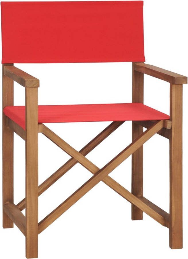 The Living Store Regisseursstoel Teak Tuinmeubel 57.5 x 54.5 x 85 cm Rood