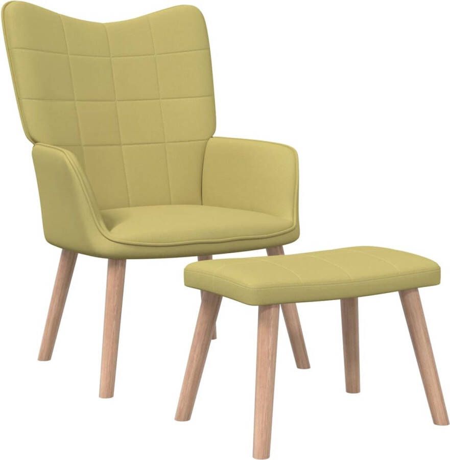 The Living Store Relaxfauteuil Groen 61.5 x 69 x 95.5 cm Stof Polyester Massief beukenhout staal Schuim Montage vereist