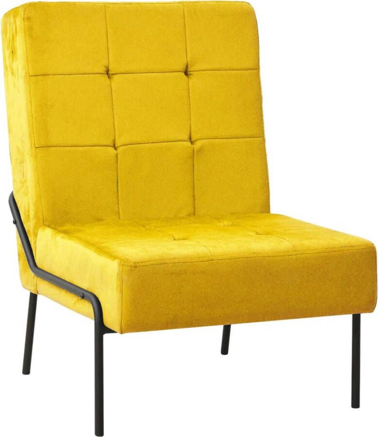 The Living Store Relaxstoel woonkamerstoel 65x79x87 cm mosterdgeel en zwart fluweel METAAL 110 kg