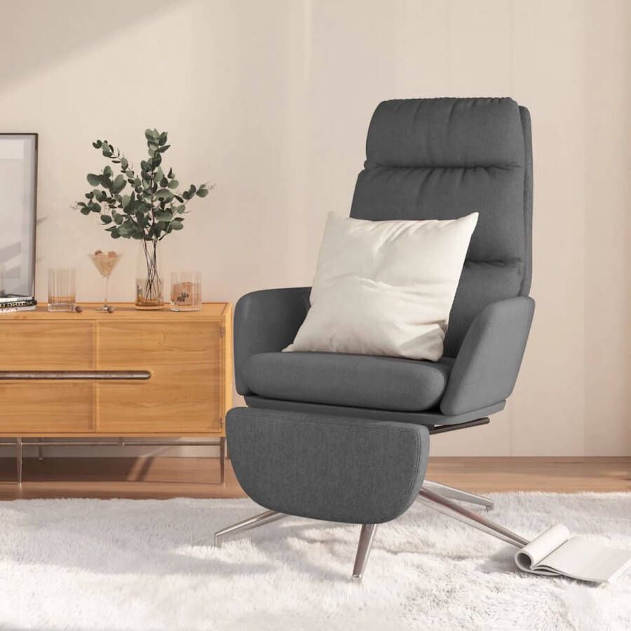 The Living Store Relaxstoel Comfortabele Donkergrijs 70 x 77 x 98 cm Ademend en duurzaam Metaal multiplex 360 graden draaibaar
