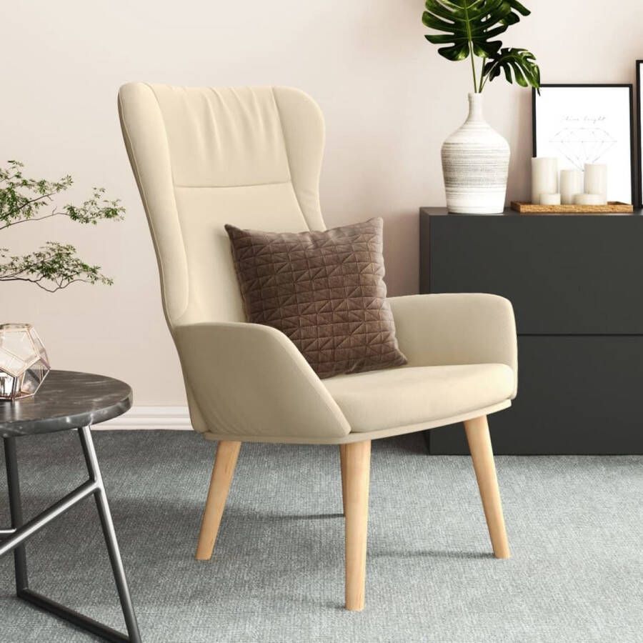 The Living Store Relaxstoel crème 70x77x94 cm stabiel frame