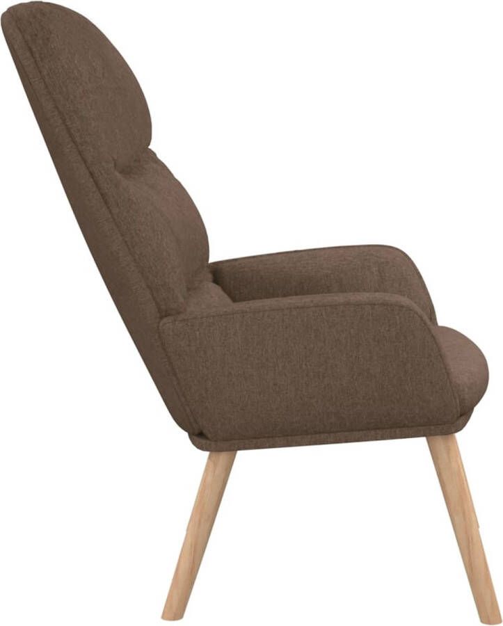 The Living Store Relaxstoel Dik gevoerd Zacht aanvoelende stof Metalen frame en rubberwood poten Optimaal comfort Kleur- taupe Afmetingen- 70x77x98 cm