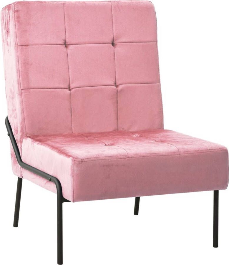 The Living Store Relaxstoel Fluweel 65 x 79 x 87 cm Roze Zwart Max 110 kg