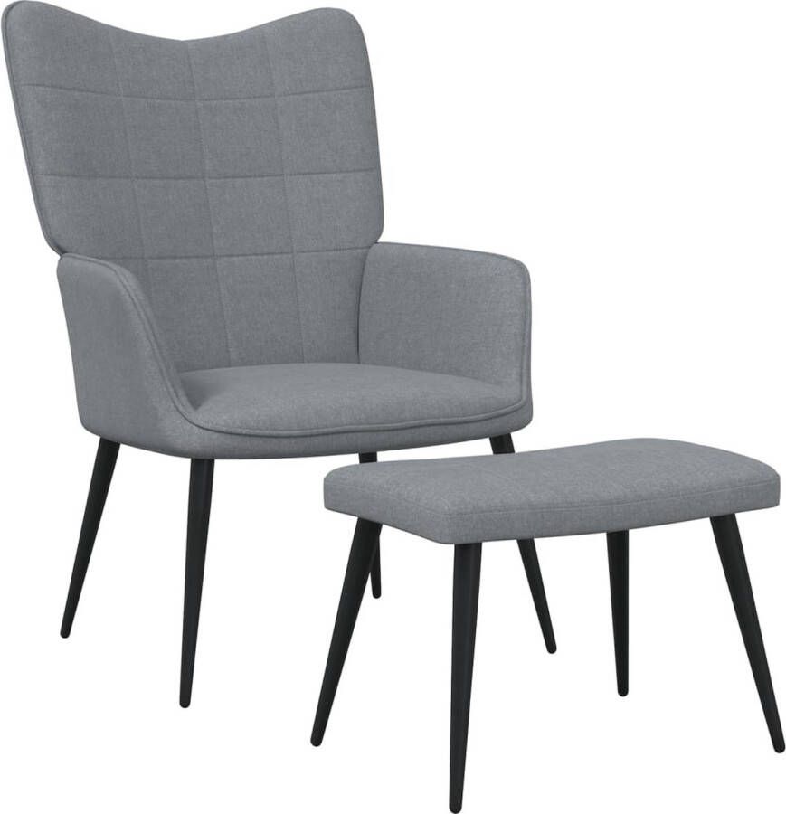 The Living Store Relaxstoel Relaxfauteuil Lichtgrijs 61 x 70 x 96.5 cm Stof staal