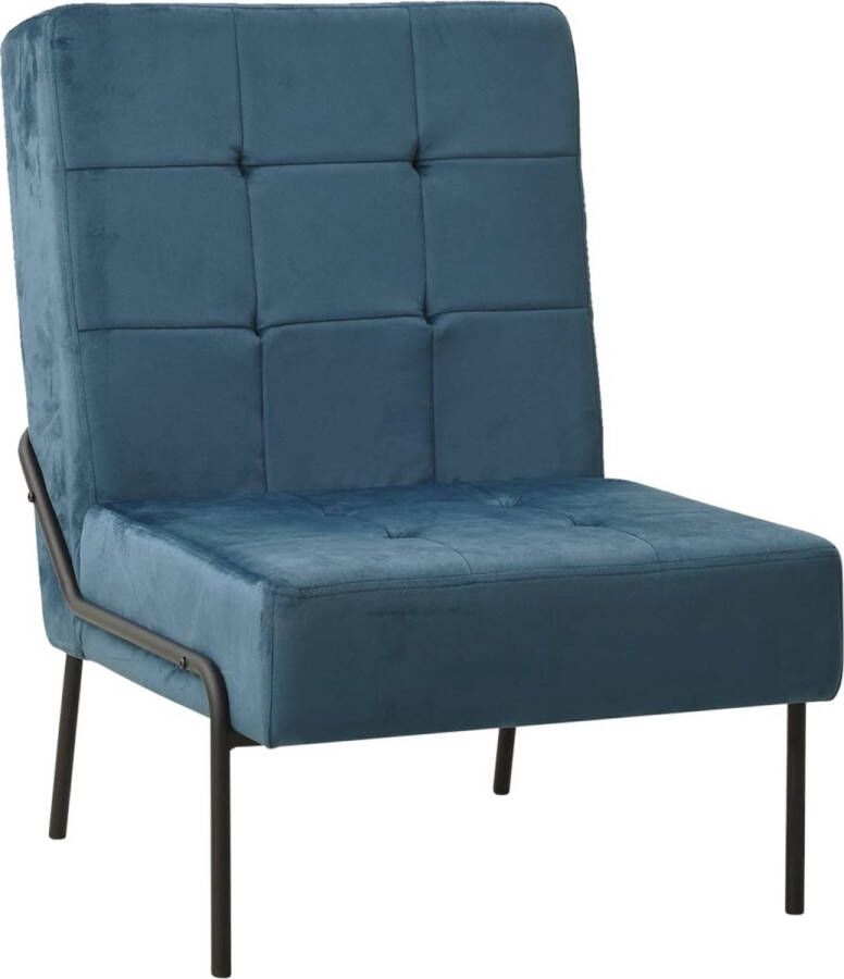 The Living Store Relaxstoel Velvet Blauw Zwart 65x79x87cm Ergonomisch Design
