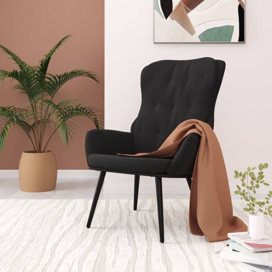 The Living Store Relaxstoel Velvet Zwart 70x77x98 cm Hoogwaardig materiaal en stevig frame