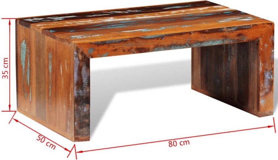 The Living Store Retro Houten Salontafel 80 x 50 x 35 cm Gerecycled Hout