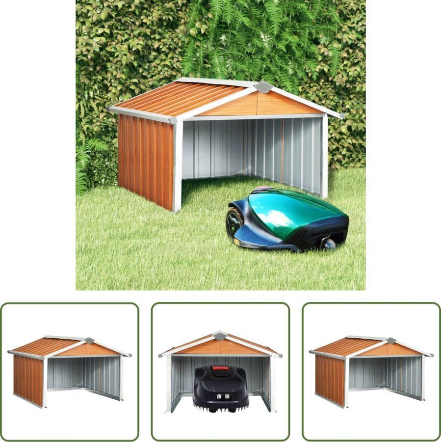 The Living Store Robotmaaier Overkapping Staal 92x97x63 cm Bruin