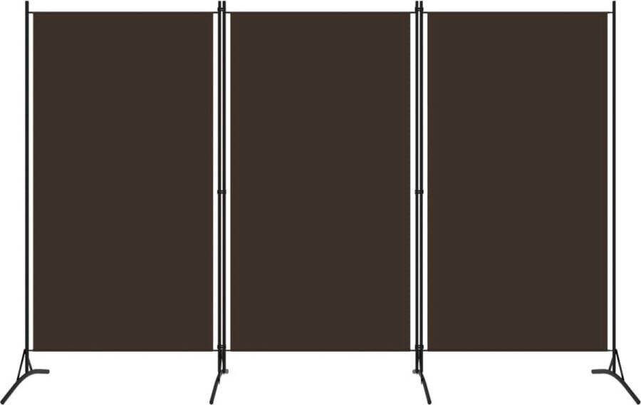The Living Store Ruimteverdeler 3 panelen 260x180cm Bruin polyester en gepoedercoat ijzer