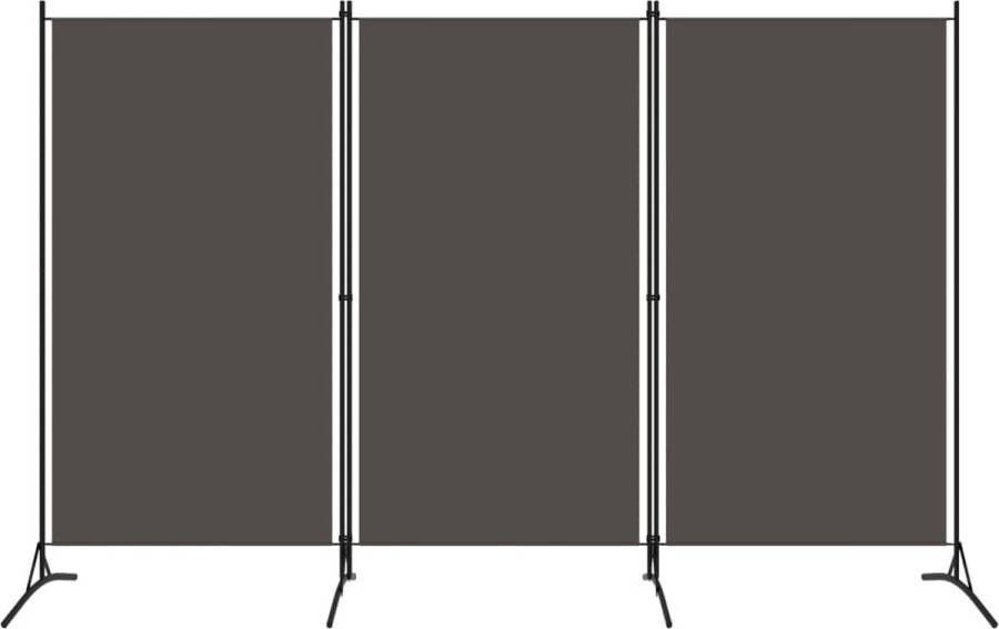 The Living Store Ruimteverdeler 3-panelig 260x180 cm Antraciet Stof gepoedercoat ijzer