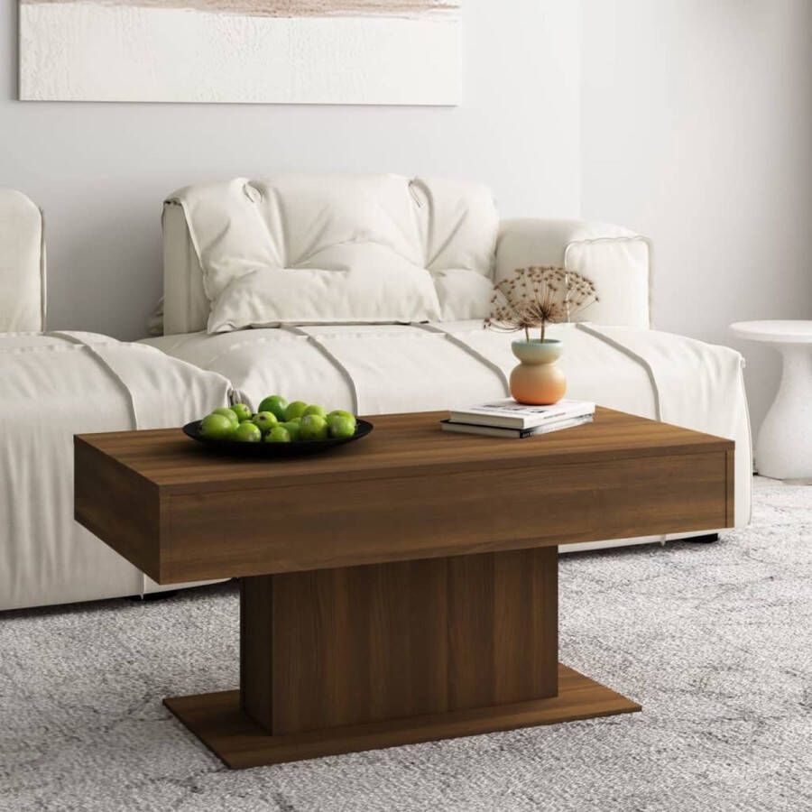 The Living Store Salontafel Brown Oak s Coffee Table 96x50x45cm High-Quality Wood