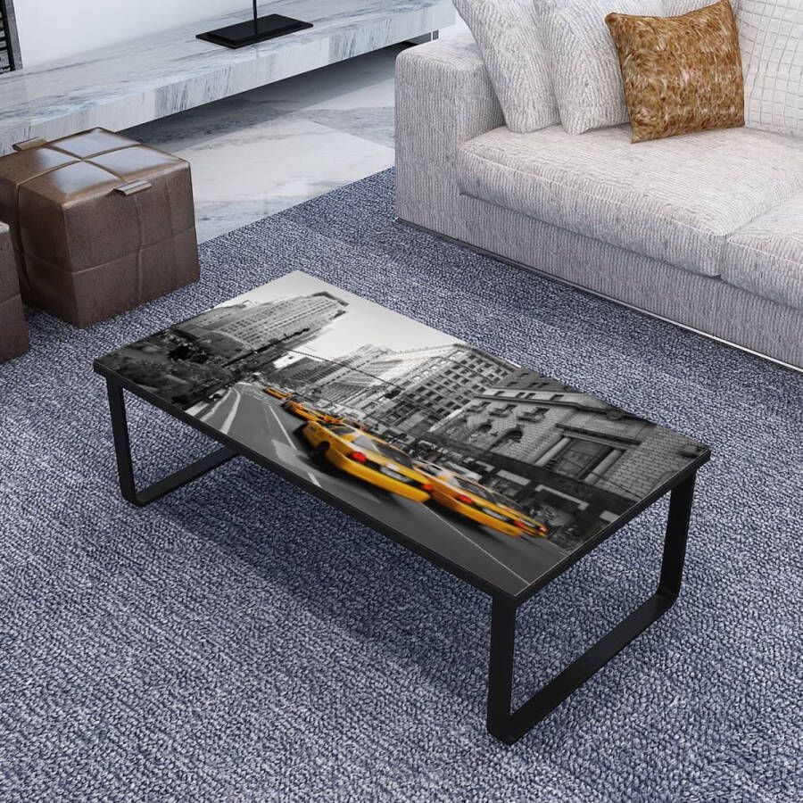 The Living Store Salontafel Moderne Stijl Rechthoekig Ijzer en Gehard Glas 90x45x32cm