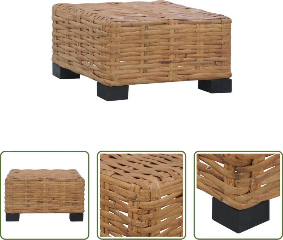 The Living Store Salontafel Rattan 47 x 47 x 28 cm Bruin Zwart