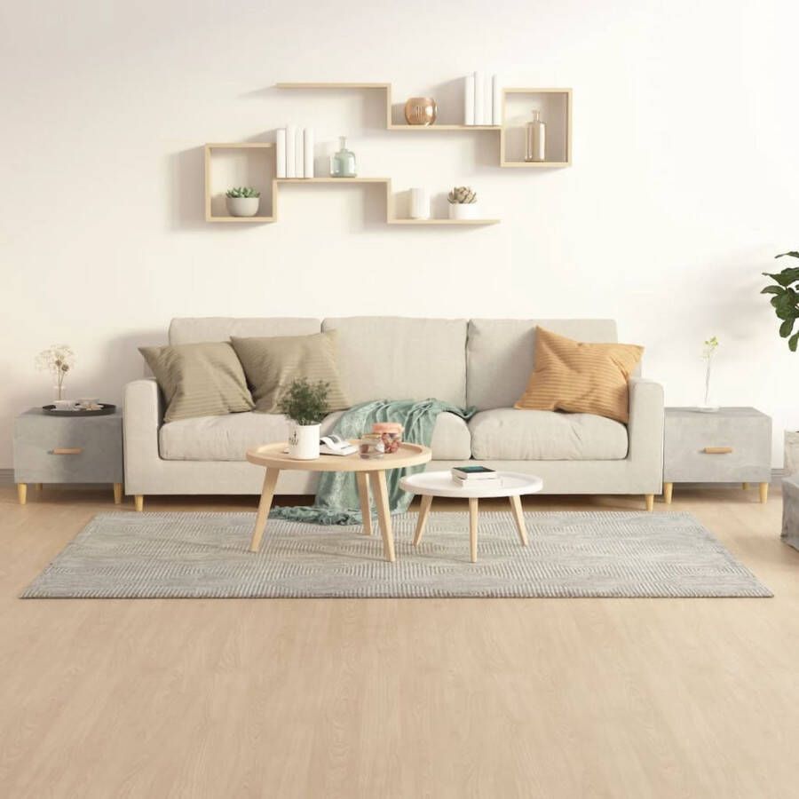 The Living Store Salontafel betongrijs 50 x 50 x 40 cm bewerkt hout set van 2