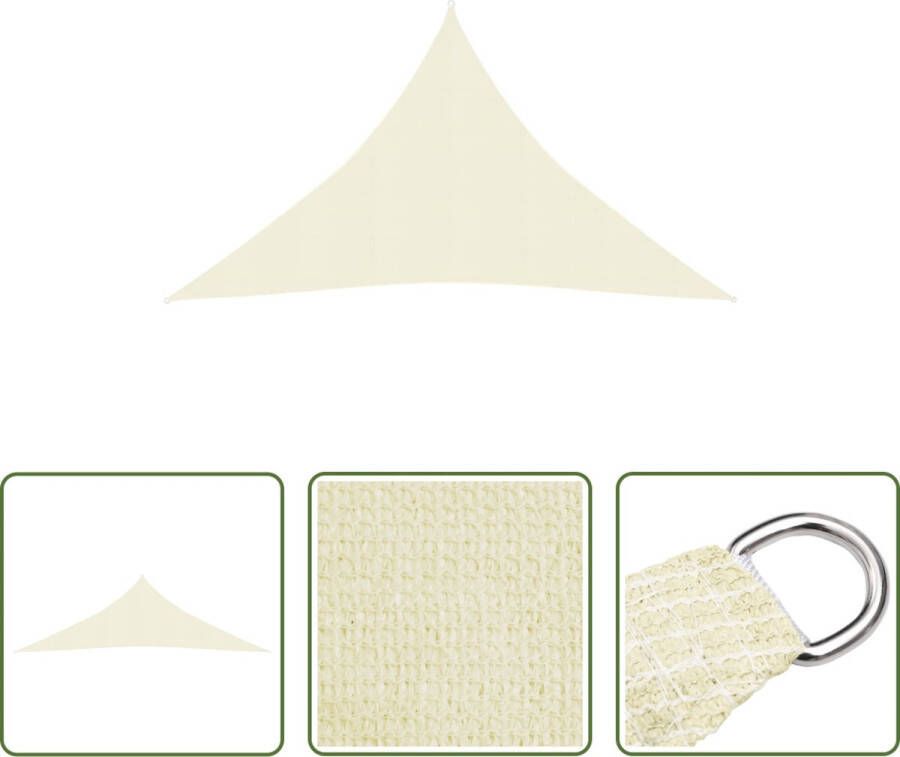 The Living Store schaduwdoek driehoekig 3.5x3.5x4.9m HDPE crème