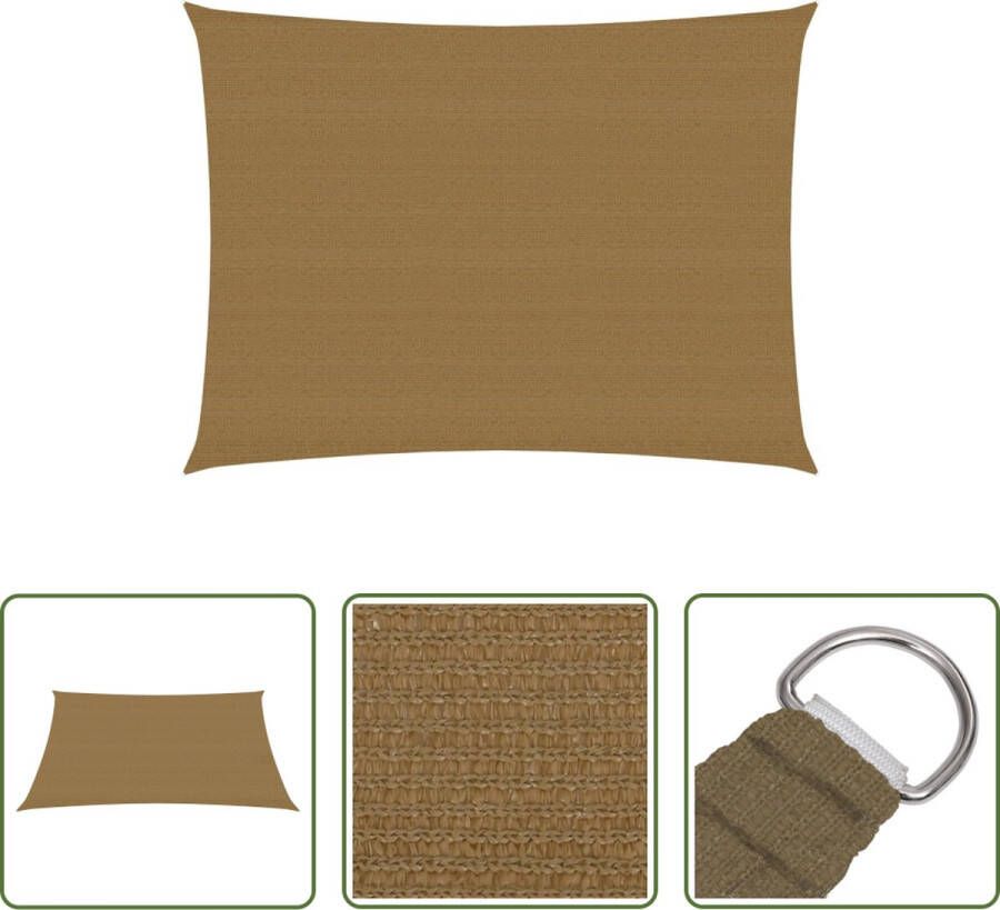 The Living Store Schaduwdoek HDPE 2 x 3.5 m Taupe Rechthoekig