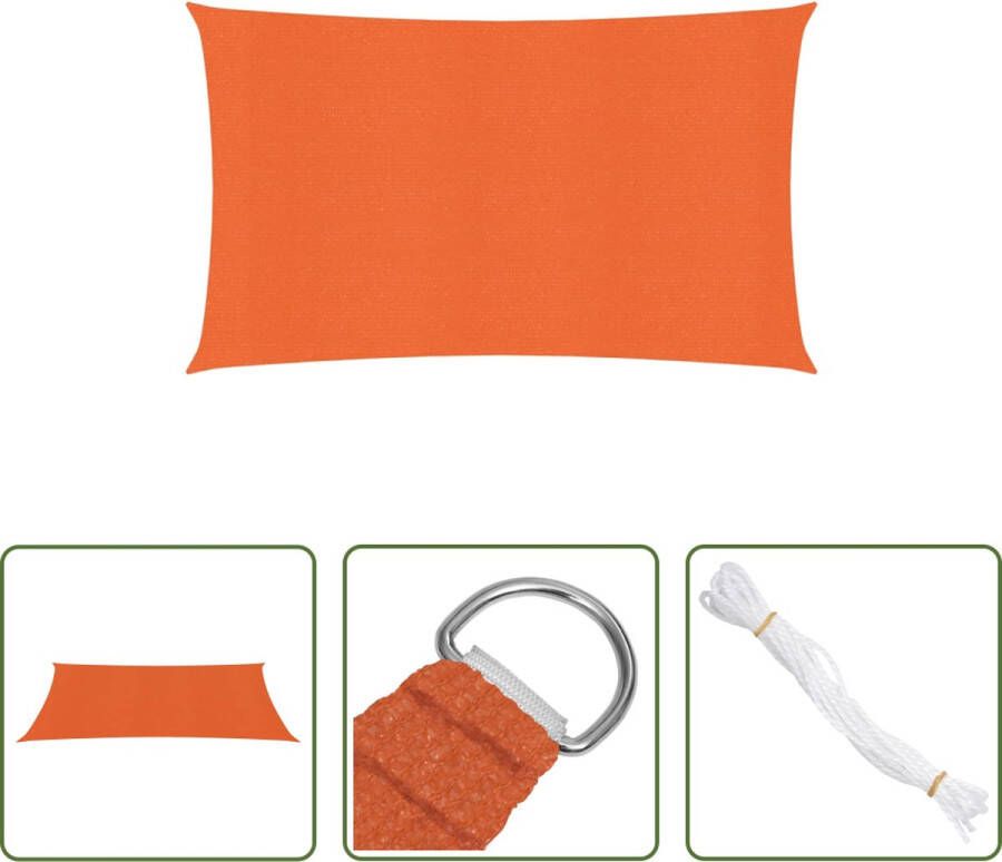 The Living Store Schaduwdoek HDPE 2 x 5 m Oranje Rechthoekig