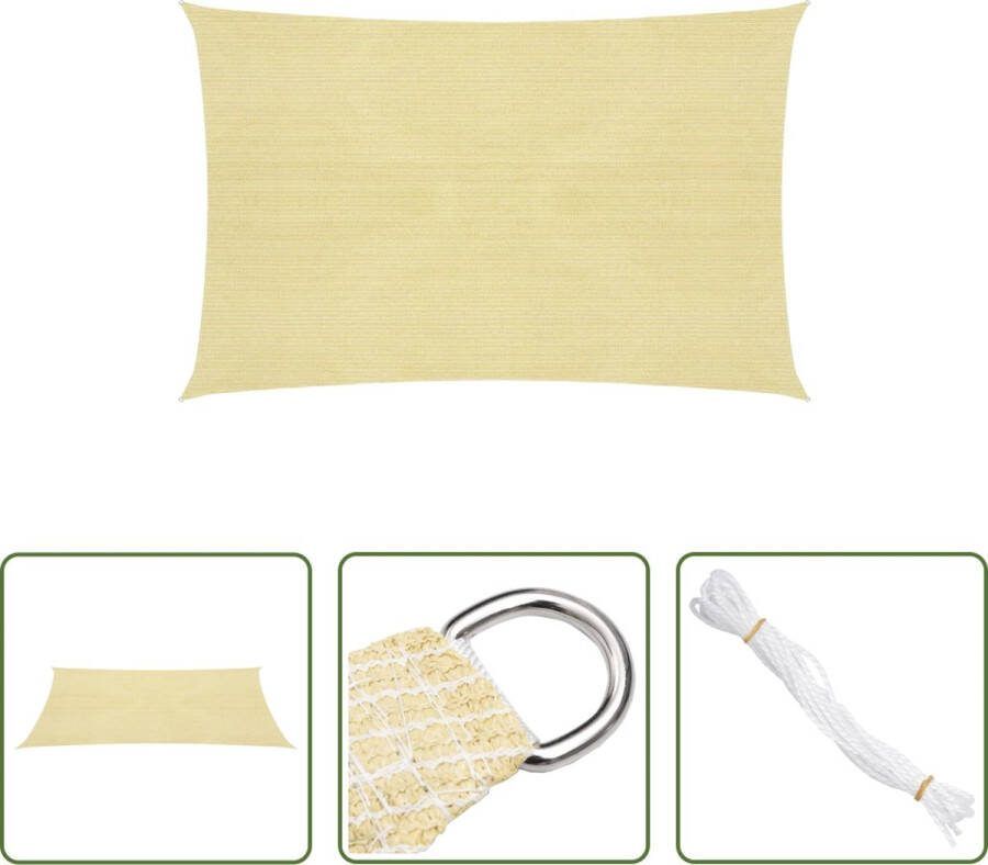 The Living Store Schaduwdoek HDPE 2.5 x 4 m Beige