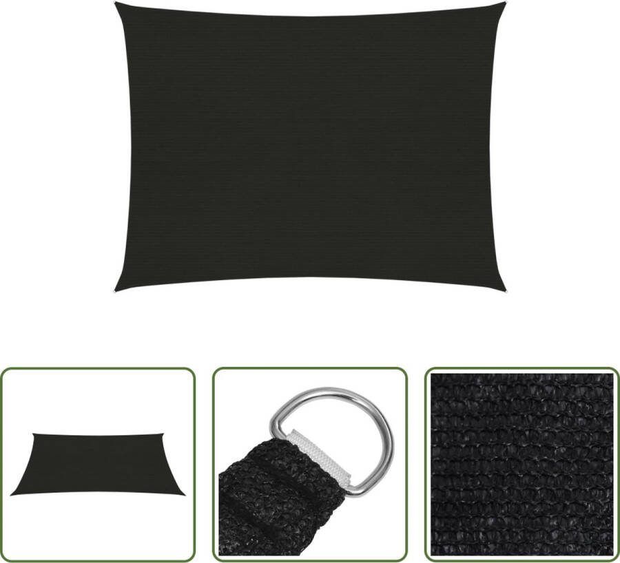 The Living Store Schaduwdoek HDPE 2x3m Zwart 90% uv-bescherming