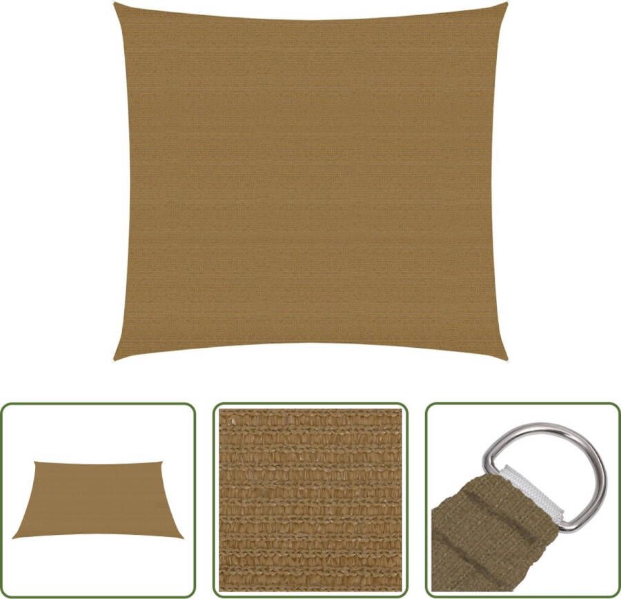 The Living Store Schaduwdoek HDPE 3x3m Taupe Vierkant UV-bestendig