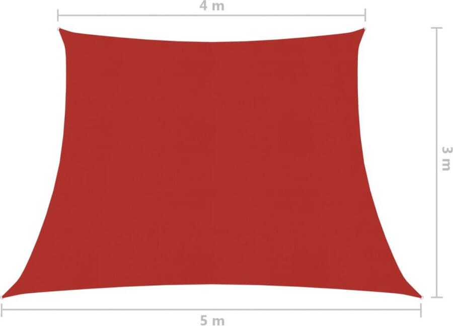 The Living Store Schaduwdoek HDPE 4 5 x 3m Rood Trapezium 90% UV-bescherming