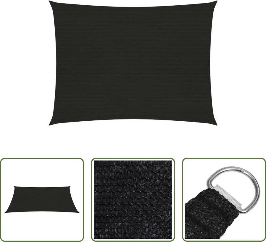 The Living Store Schaduwdoek HDPE 6 x 7 m Zwart UV-bestendig