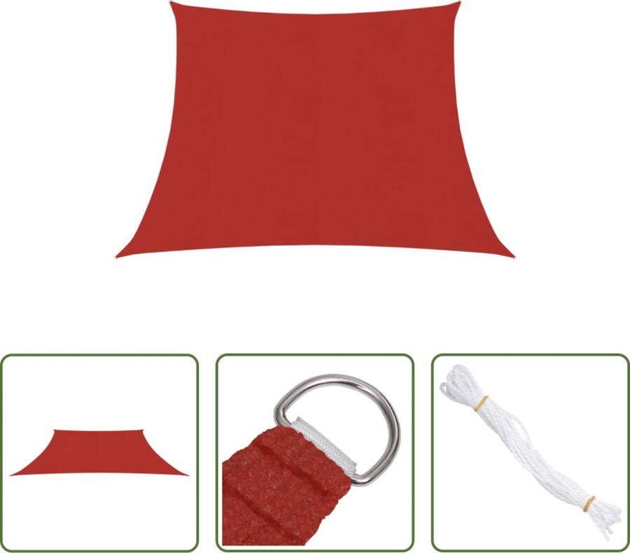 The Living Store Schaduwdoek HDPE Rood 3 4 x 2 m Trapezium 90% UV-Bescherming