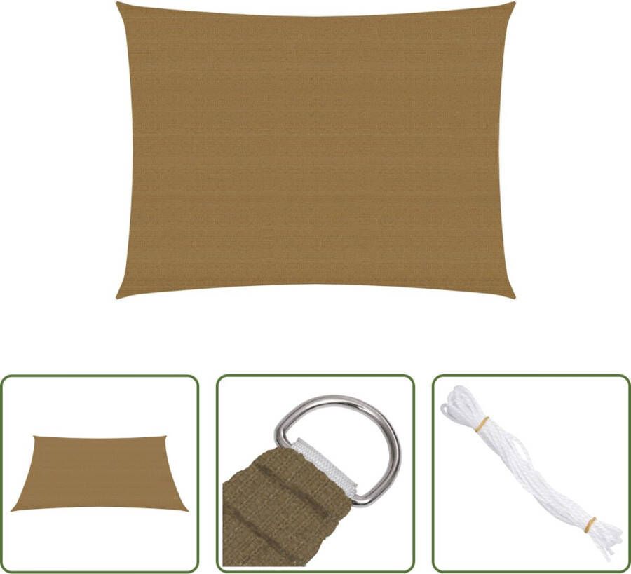 The Living Store Schaduwdoek HDPE Taupe 2.5 x 3.5 m Rechthoekig