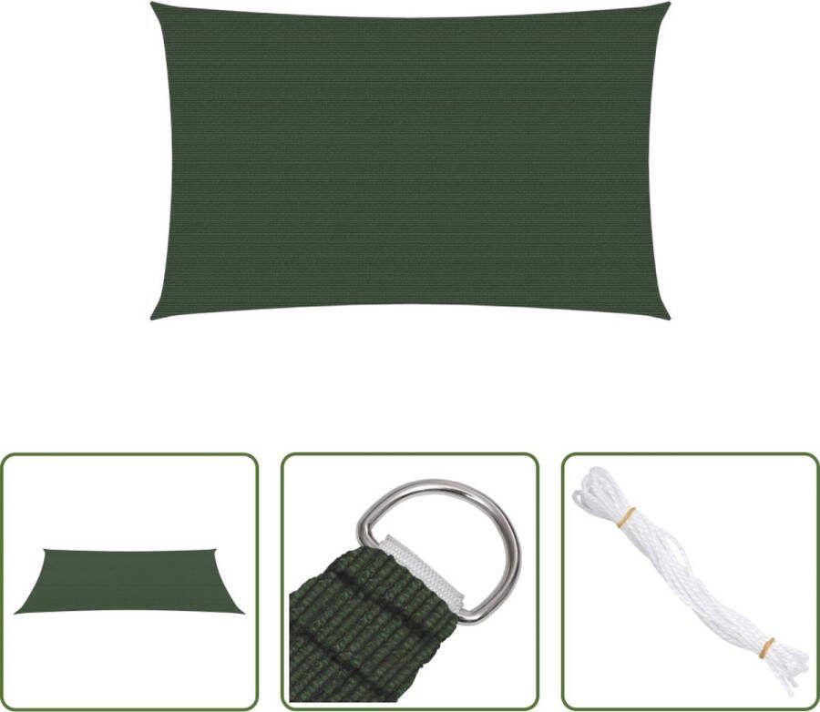 The Living Store Schaduwdoek Rechthoekig 4 x 7 m HDPE Donkergroen 90% UV-bescherming