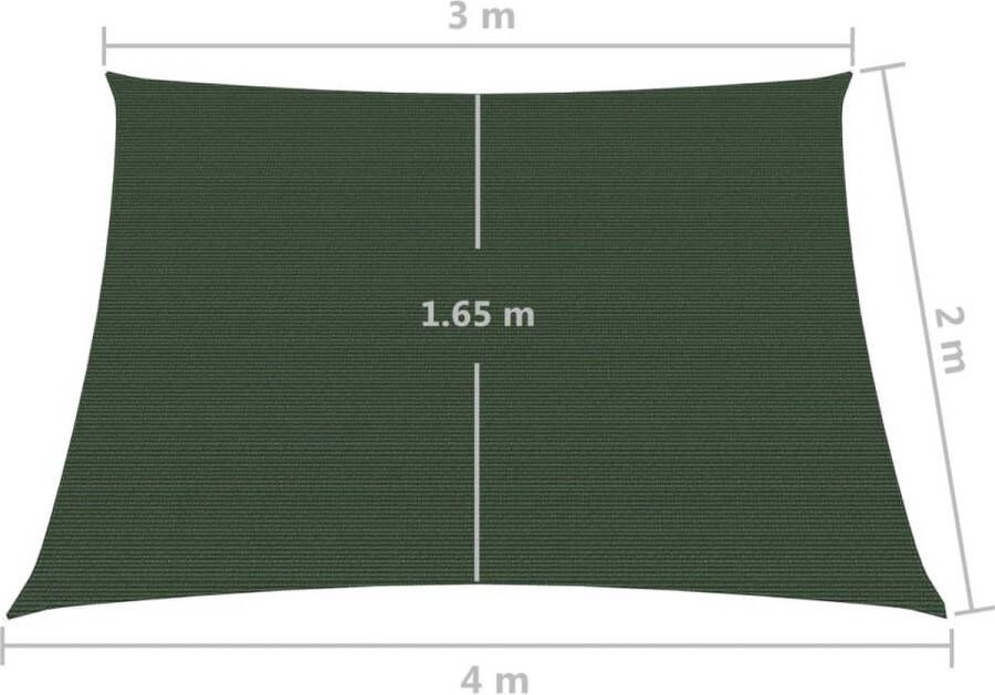 The Living Store Schaduwdoek Trapezium 3 4 x 2 m Donkergroen