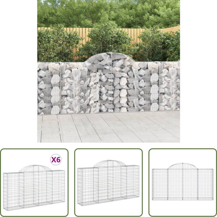 The Living Store Schanskorf Gabion 200 x 30 x 100 120 cm Geluidsisolerend en decoratief Inclusief 6 stuks