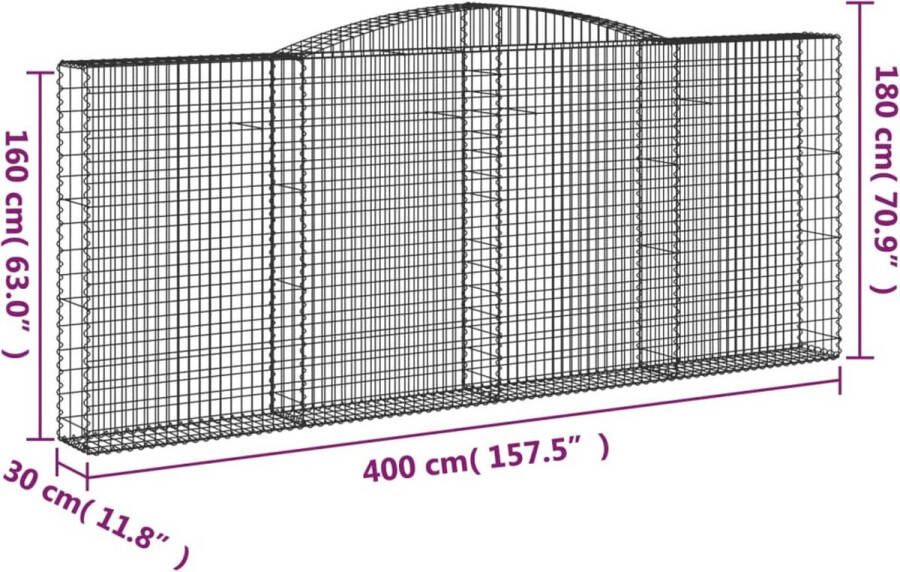 The Living Store Schanskorf Gabion 400x30x160 180 cm Gegalvaniseerd ijzer