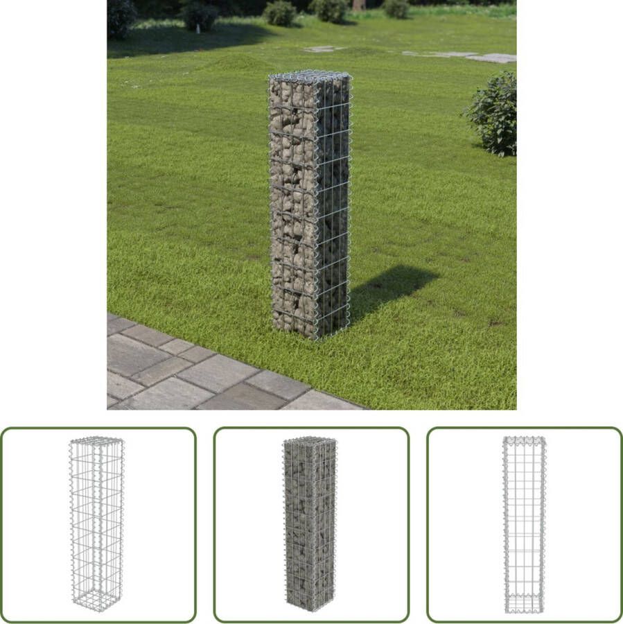 The Living Store Schanskorf Gabion mand 20x20x100cm Gegalvaniseerd staal