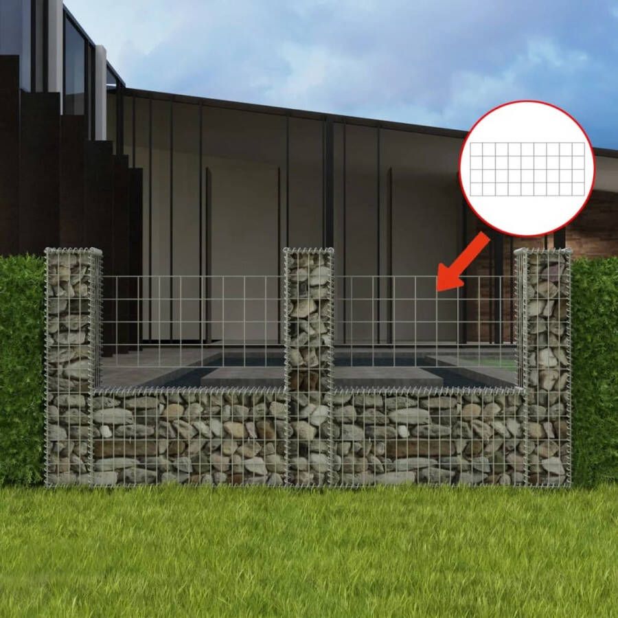 The Living Store Schanskorf Gabion Mand 240x20x100 cm Gegalvaniseerd Staal