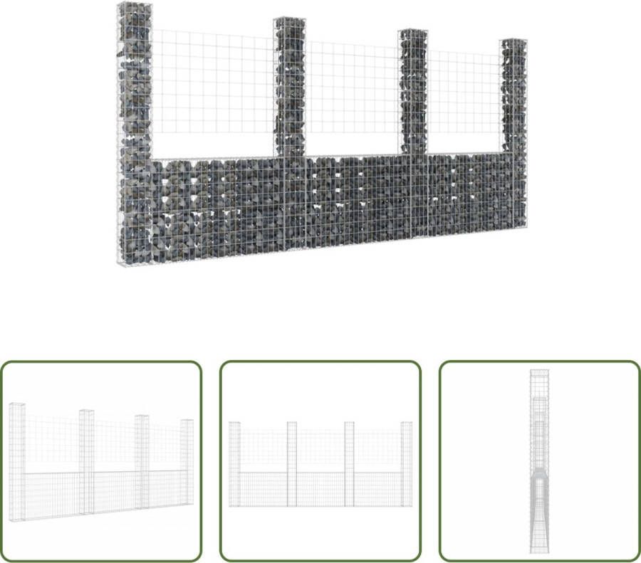 The Living Store Schanskorf U-vormig met 4 palen 380x20x200 cm ijzer Schuttingdeel