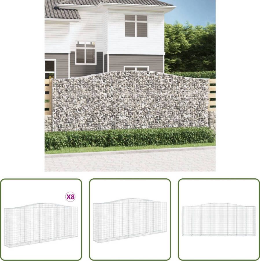 The Living Store Schanskorf Gabion Muur 400x50x160 180 cm Gegalvaniseerd IJzer Decoratieve Tuinbarrière