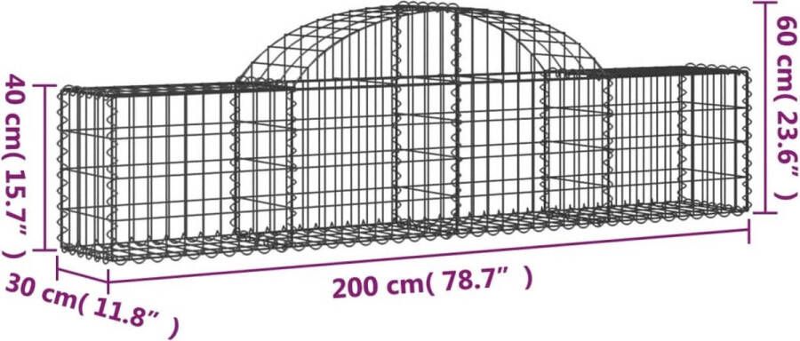 The Living Store Schanskorf Gegalvaniseerd ijzer 200 x 30 x 40 60 cm Geluidsisolerende tuinbarrière