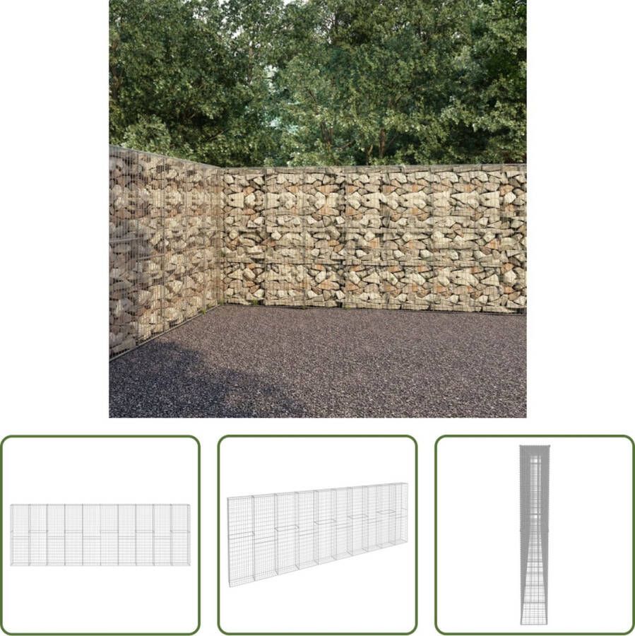 The Living Store Schanskorf Mand Gabion 600x30x200 cm RVS Weerbestendig