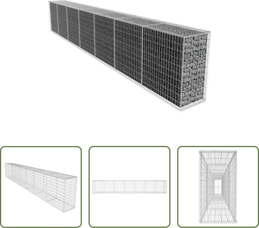 The Living Store Schanskorf Wand 600 x 50 x 100 cm RVS Weerbestendig Galv 10x5 10x10 cm Gaas 3.5mm Diameter Draad