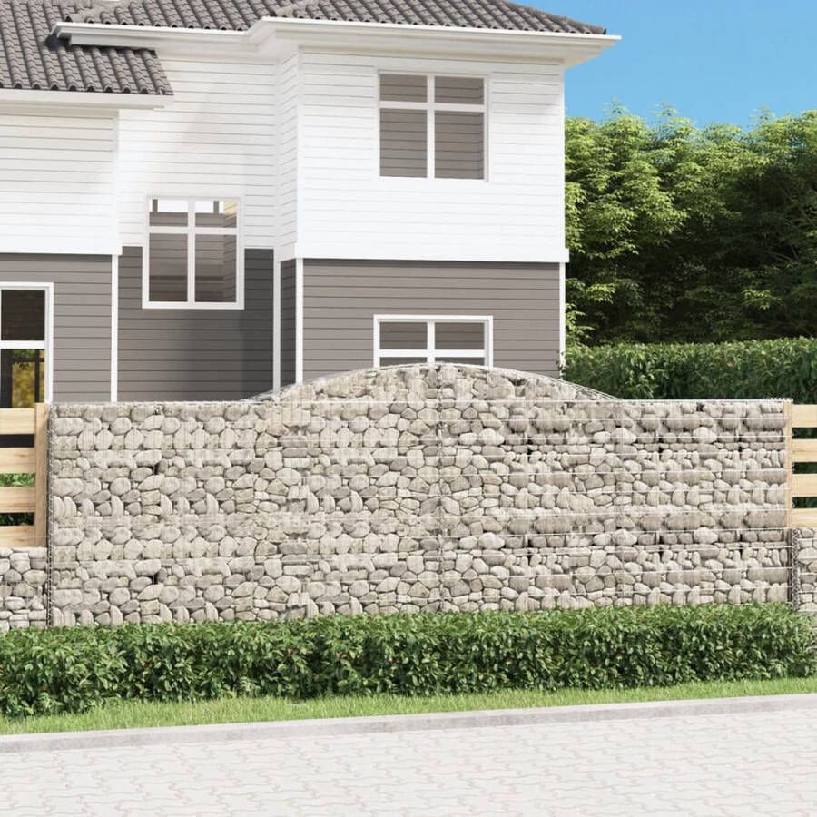 The Living Store Schanskorf Gabion 400 x 30 x 140 160 cm Decoratieve en geluidsisolerende tuinbarrières Gegalvaniseerd ijzer