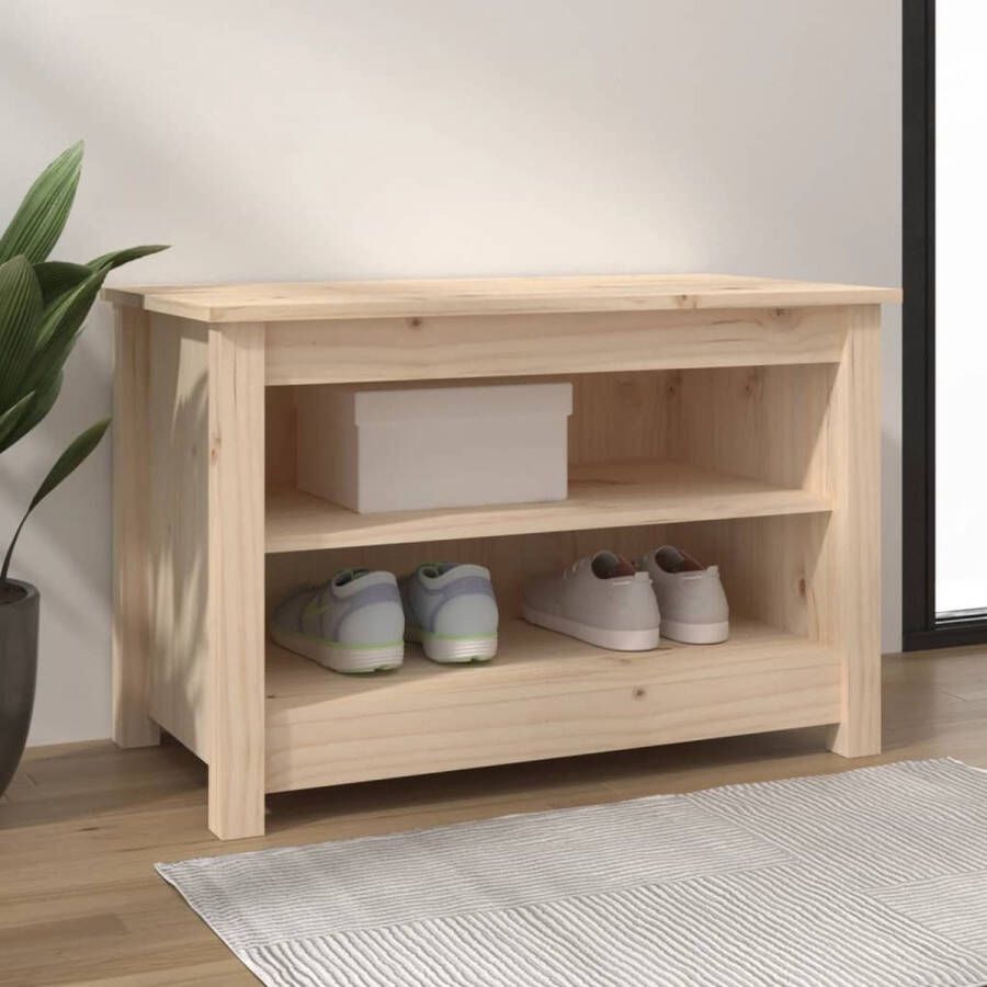 The Living Store Schoenenbank Schoenenkast 70 x 38 x 45.5 cm Grenenhout