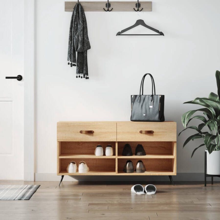 The Living Store Schoenenbank Sonoma Eiken 102 x 35 x 55 cm Duurzaam materiaal en veel opbergruimte