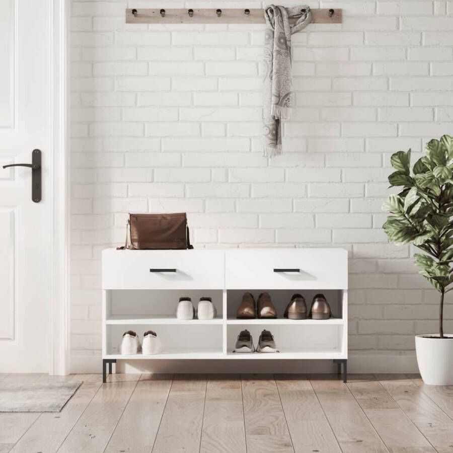 The Living Store Schoenenbank Trendy en praktische Meubelen 102 x 35 x 55 cm Wit Duurzaam hout