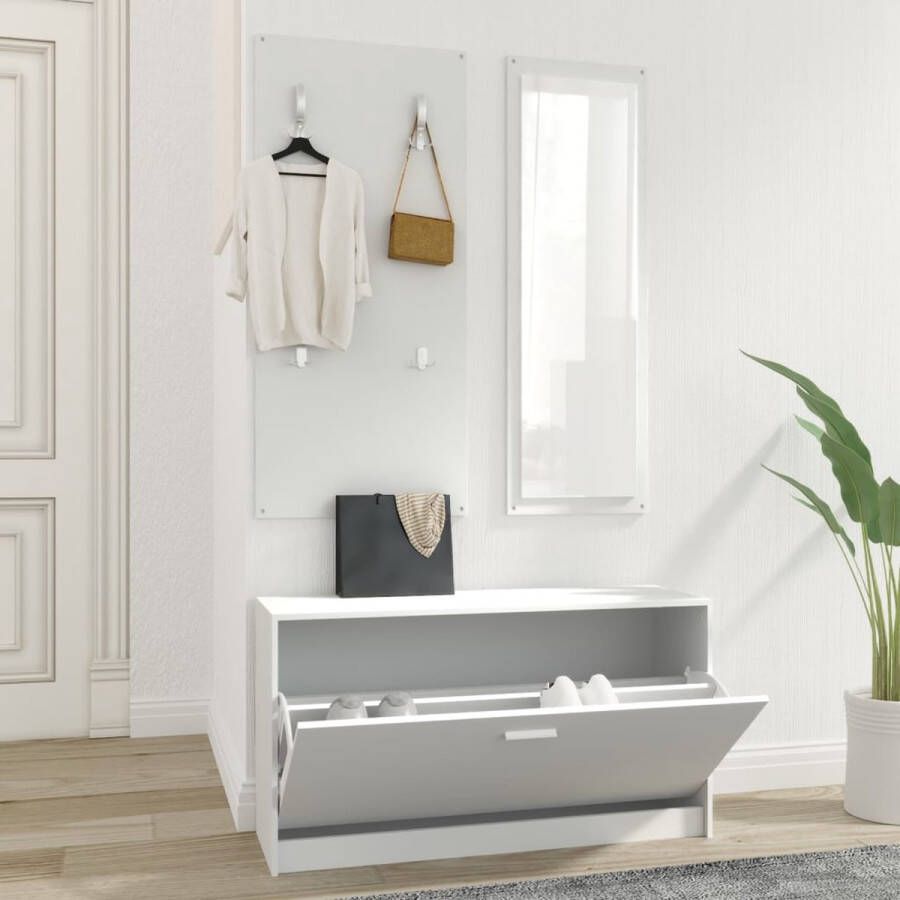 The Living Store Schoenenkast 3-in-1 80 x 27 x 46.5 cm Wit Stevig materiaal