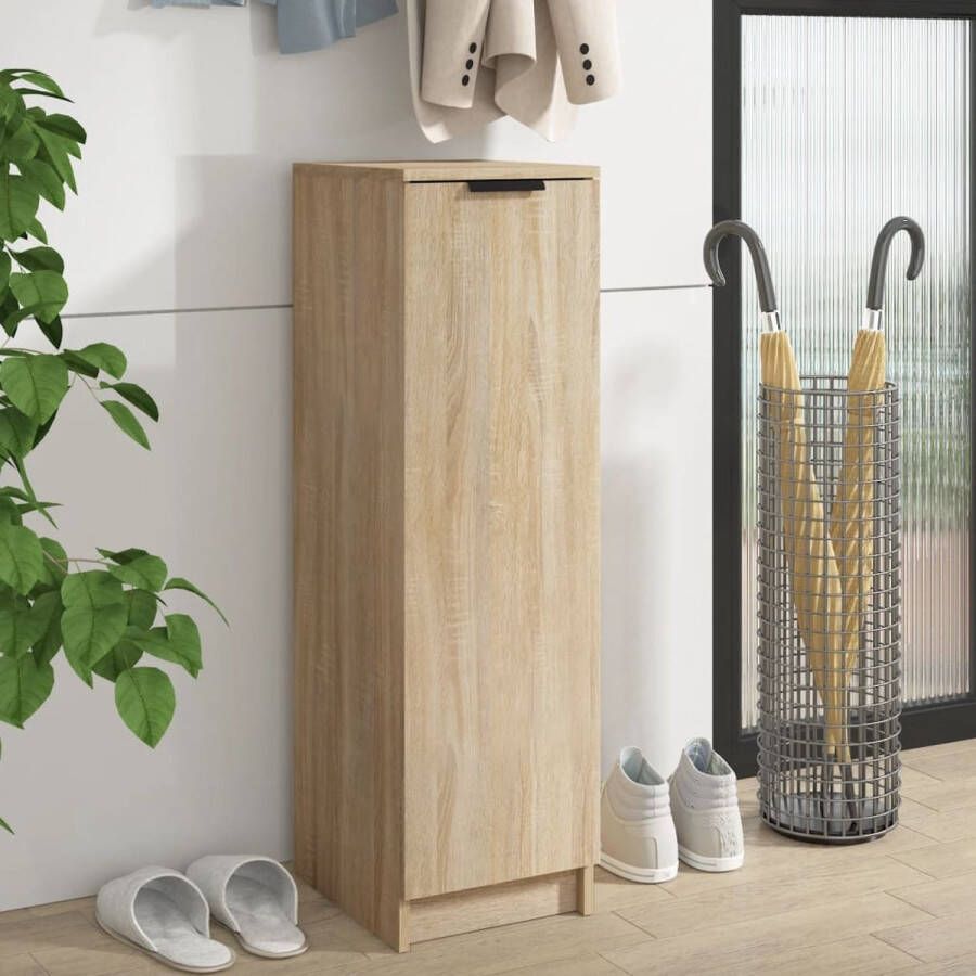 The Living Store Schoenenkast 30x35x100 cm bewerkt hout sonoma eikenkleurig Schoenenkast