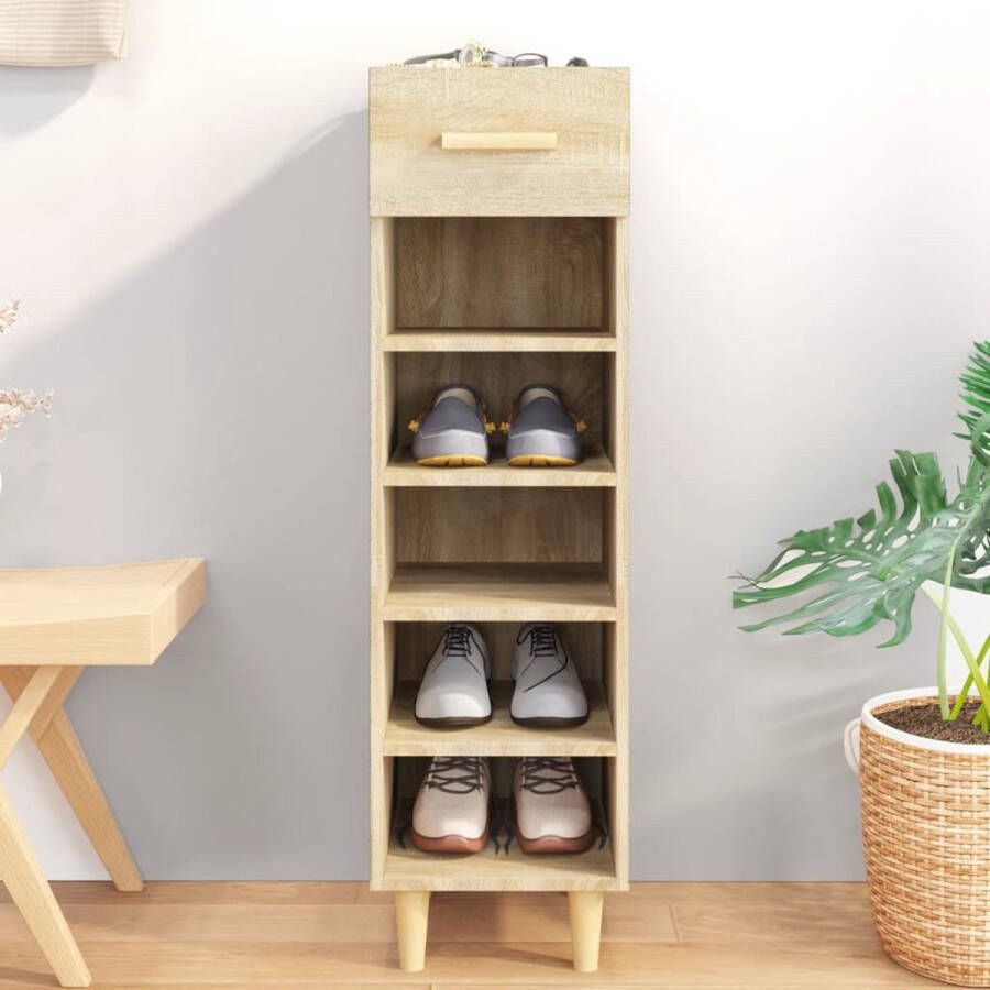 The Living Store Schoenenkast Sonoma Eiken Hout 30 x 35 x 105 cm Ruimtebesparend ontwerp