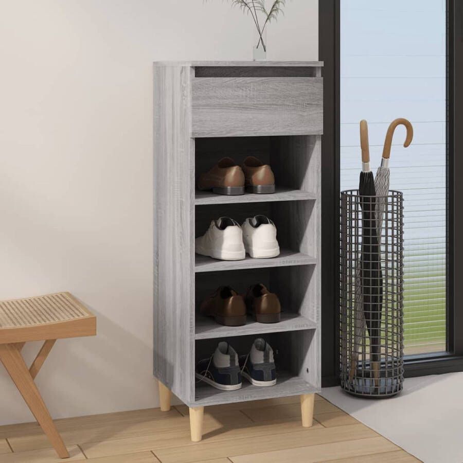 The Living Store Schoenenkast 4 open schappen 40 x 36 x 105 cm grijs sonoma eiken